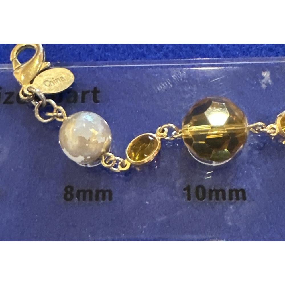 Joan Rivers Women's Necklace Gold Tone Metal Faux Pearls Bezel Crystals 36 in - Picture 5 of 10